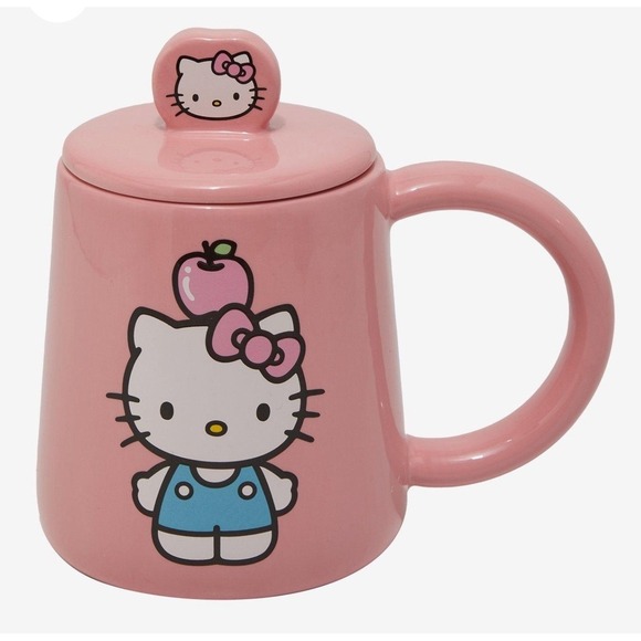 Sanrio Other - Hello‎ Kitty Apple Mug With Lid Sanrio Pink Coffee Tea Cup Kawaii New